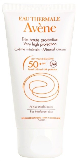 Avène Sun Mineral védőkrém az arcra kémiai szűrő és parfüm mentes SPF 50+ vízálló  50 ml