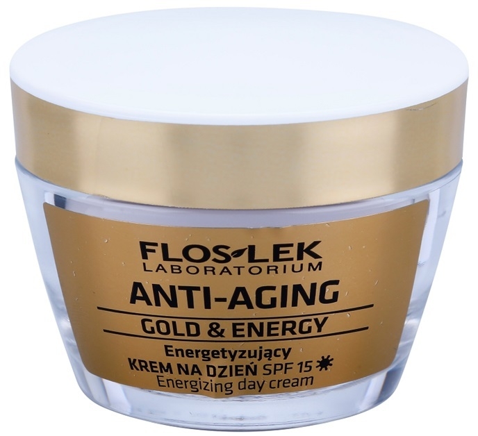 FlosLek Laboratorium Anti-Aging Gold & Energy energizáló nappali krém SPF 15  50 ml