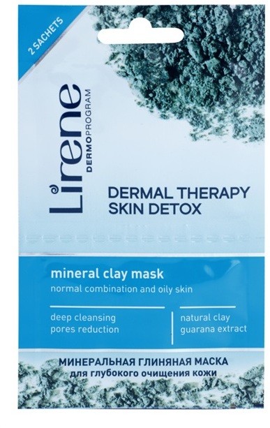 Lirene Dermal Therapy Skin Detox tisztító maszk agyaggal kombinált és zsíros bőrre  2 x 6 ml