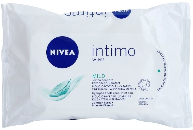 Nivea Intimo Mild papírtörlők az intim higiéniához  20 db