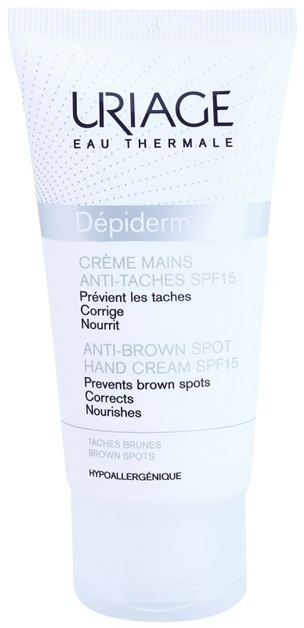 Uriage Dépiderm kézkrém pigmentfoltok ellen SPF 15  50 ml