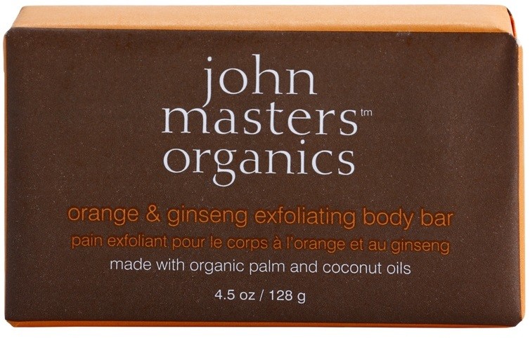 John Masters Organics Orange & Ginseng gyengéd peelinges szappan a testre  128 g