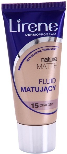 Lirene Nature Matte mattító make-up folyadék a hosszan tartó hatásért árnyalat 15 Tanned 30 ml