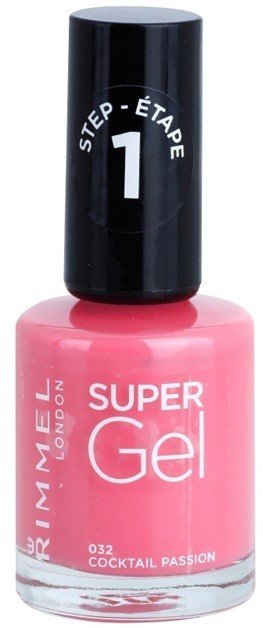 Rimmel Super Gel Step 1 géles körömlakk UV/LED lámpa használata nélkül árnyalat 032 Cocktail Passion 12 ml