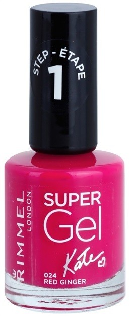 Rimmel Super Gel By Kate géles körömlakk UV/LED lámpa használata nélkül árnyalat 024 Red Ginger 12 ml