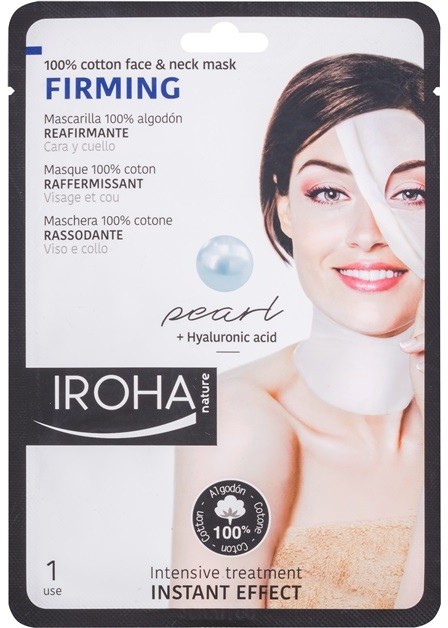 Iroha Firming Pearl pamut maszk arcra és nyakra gyöngy- és hialuron szérummal