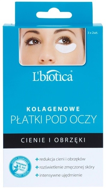 L'biotica Masks kollagén szem masz a duzzanatokra és a sötét karikákra (Paraben & SLS Free) 6 db