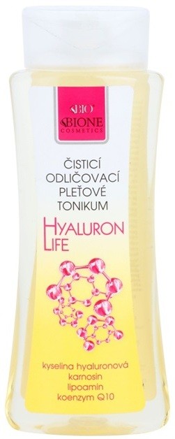 Bione Cosmetics Hyaluron Life arctisztító és sminkeltávolító tonik hialuronsavval  255 ml