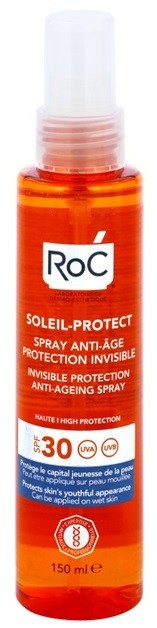 RoC Soleil Protect transzparens napozó spray a bőr öregedése ellen SPF 30  150 ml