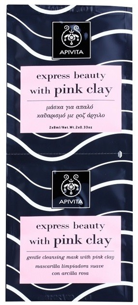Apivita Express Beauty Pink Clay gyengéd tisztító arcpakolás  2 x 8 ml