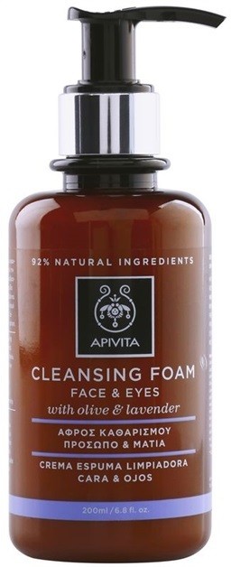 Apivita Cleansing Olive & Lavender tisztító hab az arcra és a szemekre  200 ml