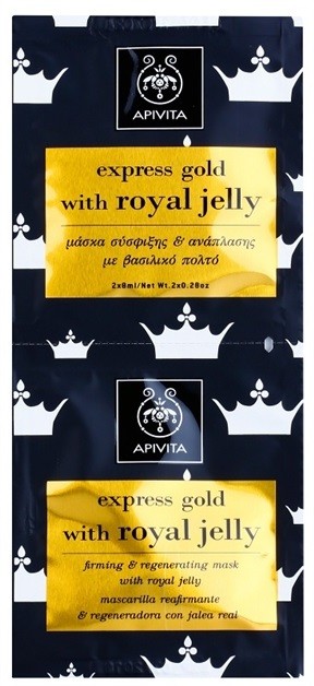 Apivita Express Gold Royal Jelly feszesítő és regeneráló arcmaszk  2 x 8 ml