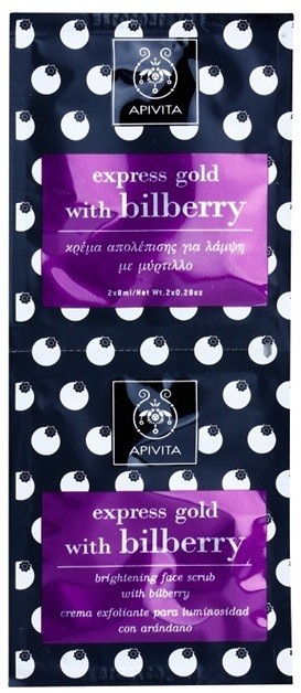 Apivita Express Gold Bilberry peeling maszk az élénk bőrért  2 x 8 ml