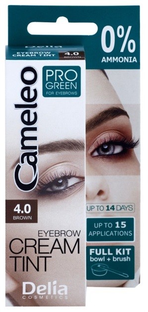 Delia Cosmetics Cameleo Pro Green szemöldökfesték ammónia nélkül árnyalat 4.0 Brown 15 ml