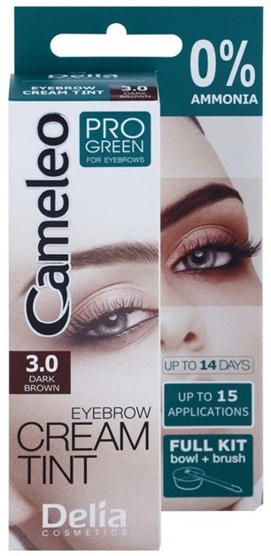 Delia Cosmetics Cameleo Pro Green szemöldökfesték ammónia nélkül árnyalat 3.0 Dark Brown 15 ml