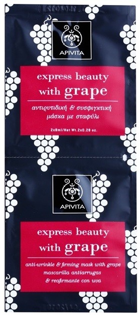 Apivita Express Beauty Grape ránctalanító és feszesítő arcpakolás  2 x 8 ml