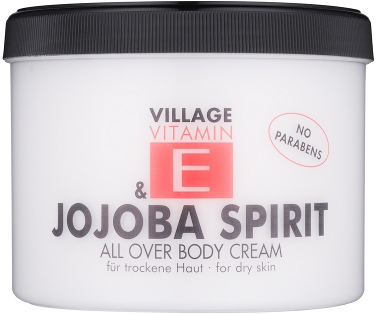 Village Vitamin E Jojoba Spirit testápoló krém parabénmentes  500 ml