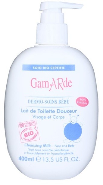 Gamarde Bébé gyengéd tisztító tej arcra és testre gyermekeknek  400 ml