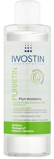 Iwostin Purritin micelláris tisztító víz az aknéra hajlamos zsíros bőrre  215 ml