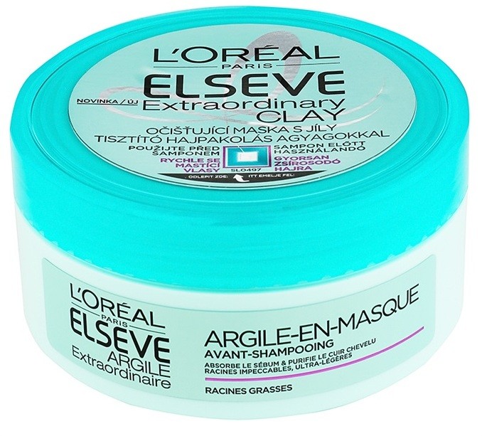 L’Oréal Paris Elseve Extraordinary Clay tisztító maszk a gyorsan zsírosodó hajra  150 ml