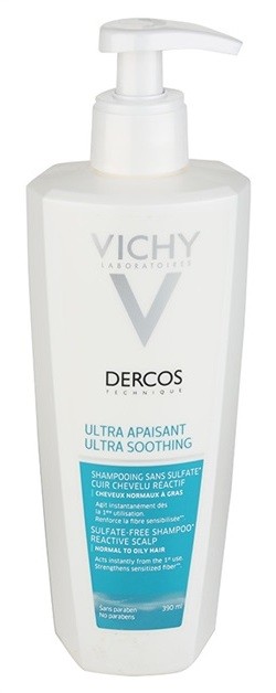 Vichy Dercos Ultra Soothing ultra nyugtató sampon normál, zsíros hajra és érzékeny fejbőrre  390 ml