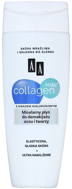 AA Cosmetics Collagen HIAL+ micelláris tisztító víz az arcra és a szemekre  200 ml