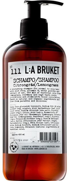 L:A Bruket Hair sampon normál és zsíros hajra Lemongrass 450 ml