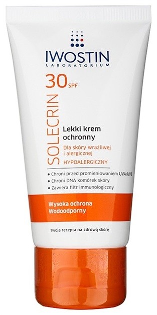 Iwostin Solercin könnyű védő krém az érzékeny és allergiás bőrre SPF 30  50 ml