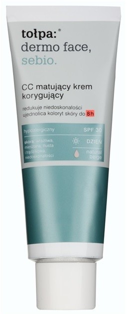 Tołpa Dermo Face Sebio mattító CC krém a bőr hibáira SPF 30 árnyalat Natural Beige  40 ml