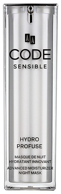AA Cosmetics CODE Sensible Hydro Profuse éjszakai hidratáló maszk az érzékeny arcbőrre  30 ml