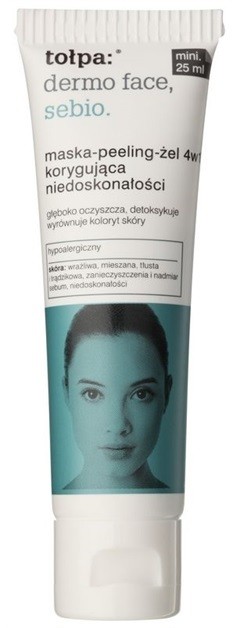 Tołpa Dermo Face Sebio maszk-peeling-gél 4 az 1-ben a bőrhibákra  25 ml