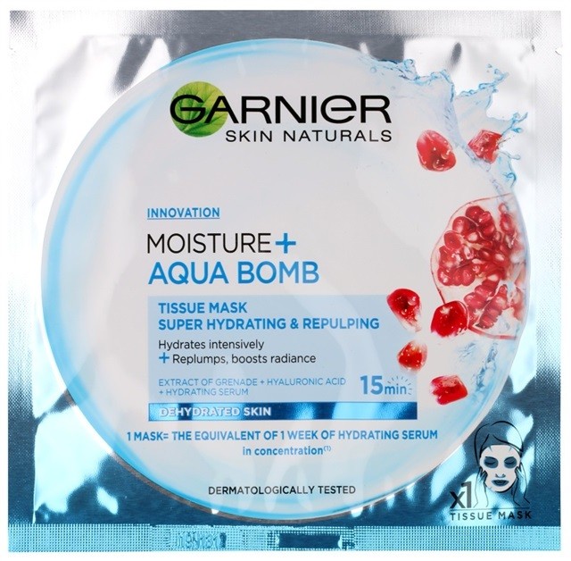 Garnier Skin Naturals Moisture+Aqua Bomb szuper hidratáló és feltöltő szövet arcmaszk  32 g