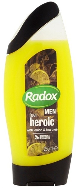 Radox Men Feel Heroic tusfürdő gél és sampon 2 in 1 Lemon & Tea Tree 250 ml