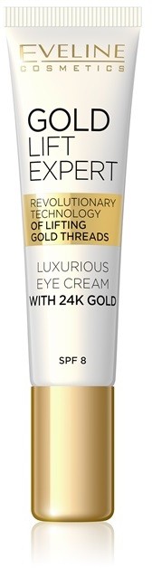 Eveline Cosmetics Gold Lift Expert luxus krém szemre és szemhéjra 24 karátos arannyal (SPF 8) 15 ml