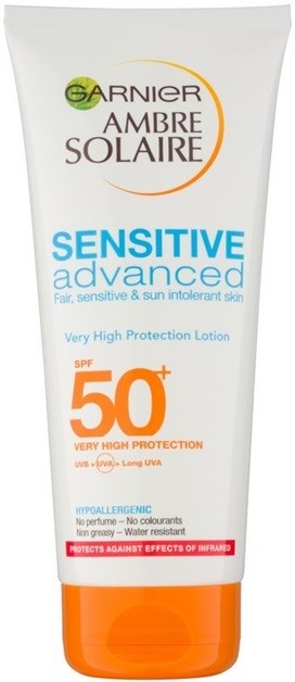 Garnier Ambre Solaire Sensitive Advanced napozókrém arcra SPF 50+  200 ml