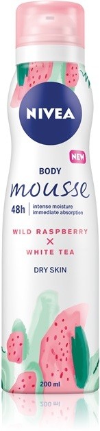 Nivea Wild Raspberry & White Tea kényeztető testhab  az intenzív hidratálásért  200 ml