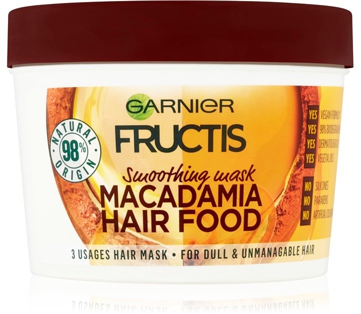 Garnier Fructis Macadamia Hair Food kisimító maszk a rakoncátlan hajra  390 ml