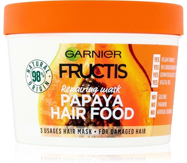 Garnier Fructis Papaya Hair Food megújító maszk a károsult hajra  390 ml