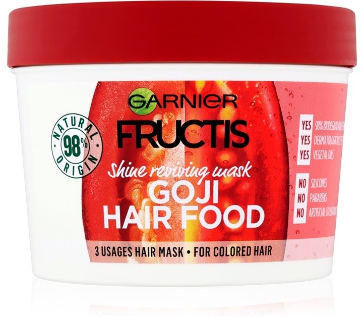 Garnier Fructis Goji Hair Food maszk a festett haj fényességét  390 ml