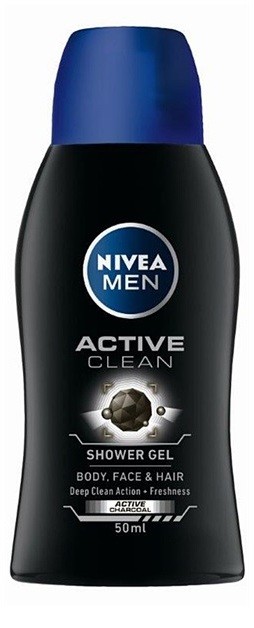 Nivea Men Active Clean tusfürdő gél  arcra, testre és hajra uraknak  50 ml