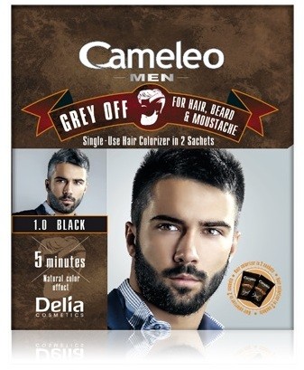 Delia Cosmetics Cameleo Men egyszeri mosással kimosható festék az ősz haj azonnali fedésére árnyalat 1.0 Black 2 x 15 ml