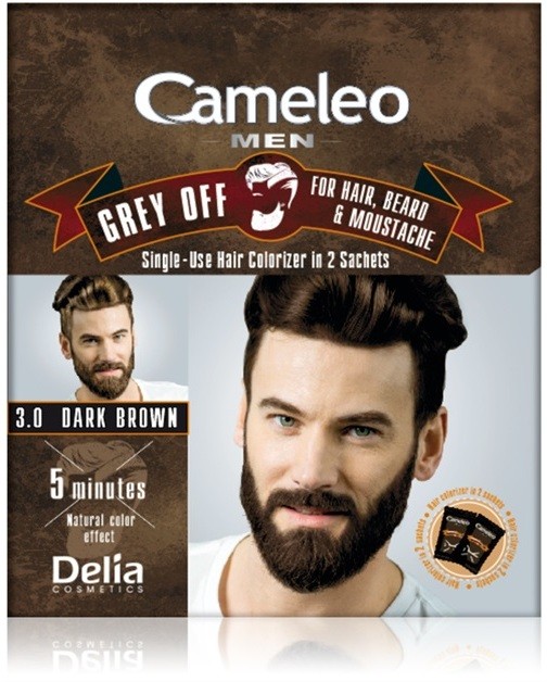 Delia Cosmetics Cameleo Men egyszeri mosással kimosható festék az ősz haj azonnali fedésére árnyalat 3.0 Dark Brown 2 x 15 ml