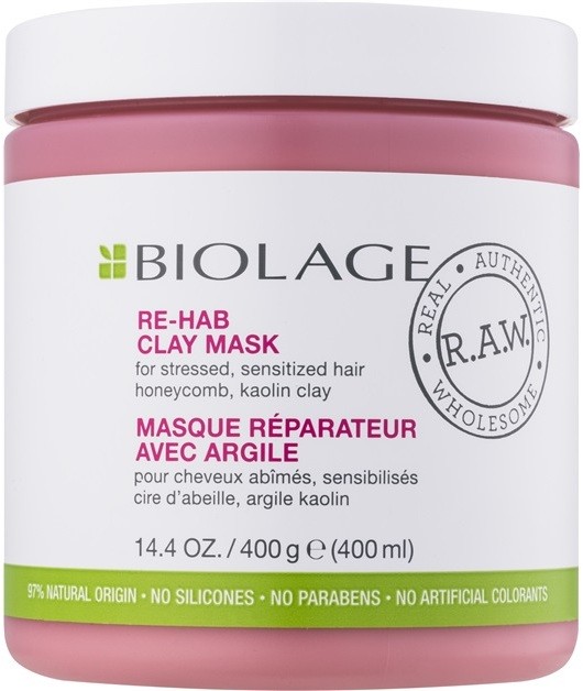 Biolage RAW Recover agyagos maszk gyenge, károsult hajra parabénmentes és szilikonmentes  400 ml