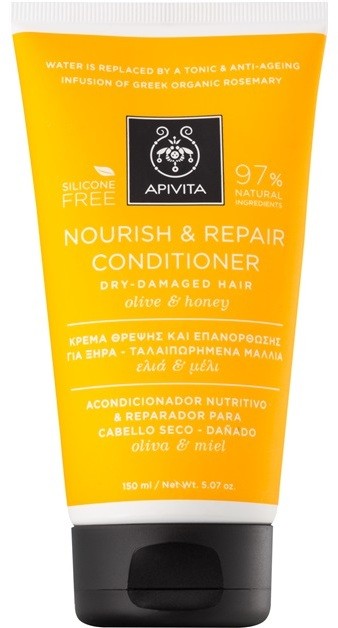 Apivita Holistic Hair Care Olive & Honey tápláló kondícionáló száraz és érzékeny hajra  150 ml
