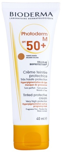 Bioderma Photoderm M védő és tonizáló krém a pigmentfoltok ellen SPF 50+ árnyalat Golden  40 ml