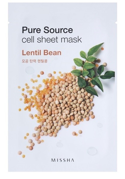 Missha Pure Source arcmaszk bőrpuhító és frissítő hatással Lentil Bean 21 g