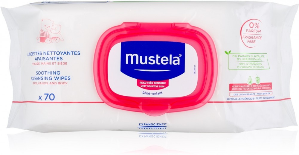 Mustela Bébé nyugtató tisztítókendők gyermekeknek  70 db