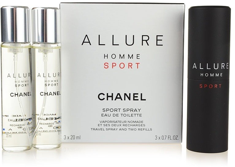 Chanel Allure Homme Sport eau de toilette férfiaknak 3 x 20 ml (1x utántölthető + 2x utántöltő)