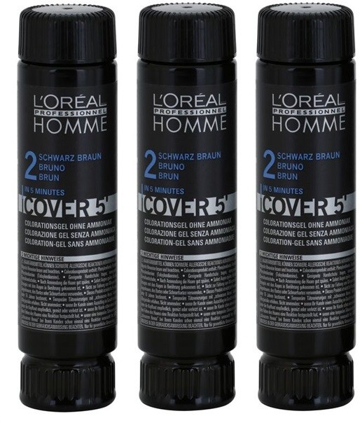 L’Oréal Professionnel Homme Cover 5' színező hajfesték 3 db árnyalat 3 Dark Brown  3x50 ml