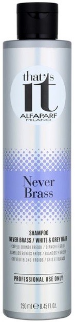 Alfaparf Milano That s it Never Brass sampon fehér és ősz hajra professzionális használatra  250 ml